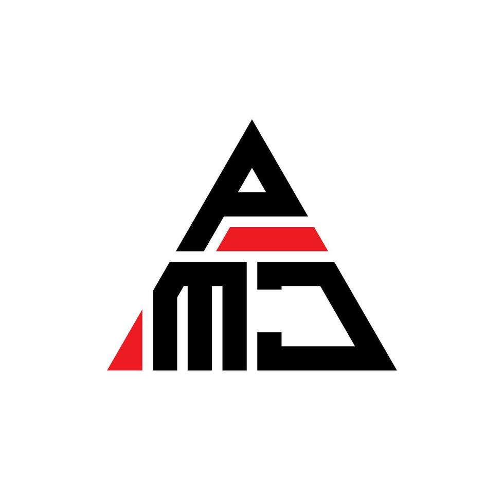 pmj triangel bokstavslogotypdesign med triangelform. pmj triangel logotyp design monogram. pmj triangel vektor logotyp mall med röd färg. pmj triangulär logotyp enkel, elegant och lyxig logotyp.