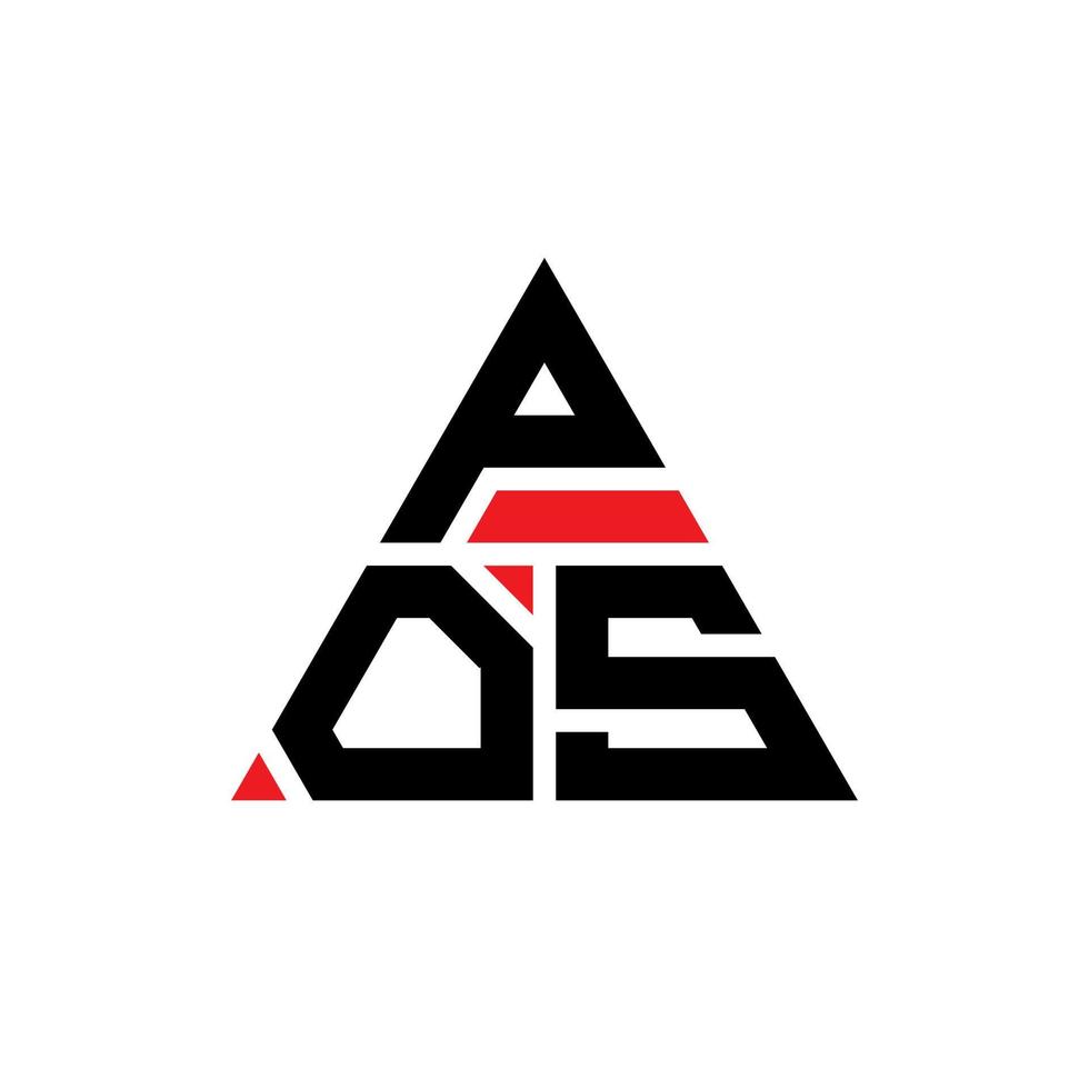 pos-Dreieck-Buchstaben-Logo-Design mit Dreiecksform. Pos-Dreieck-Logo-Design-Monogramm. Pos-Dreieck-Vektor-Logo-Vorlage mit roter Farbe. pos dreieckiges Logo einfaches, elegantes und luxuriöses Logo. vektor