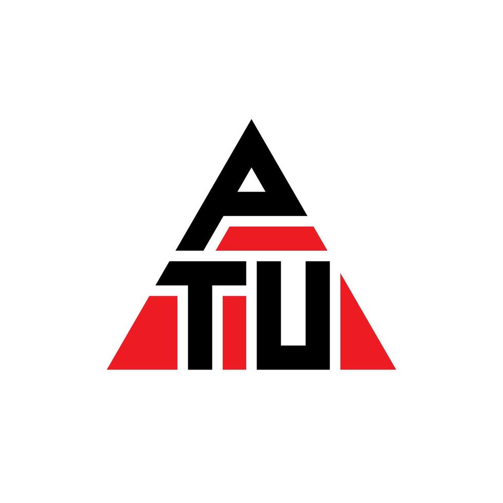 ptu-Dreieck-Buchstaben-Logo-Design mit Dreiecksform. PTU-Dreieck-Logo-Design-Monogramm. PTU-Dreieck-Vektor-Logo-Vorlage mit roter Farbe. ptu dreieckiges Logo einfaches, elegantes und luxuriöses Logo. vektor
