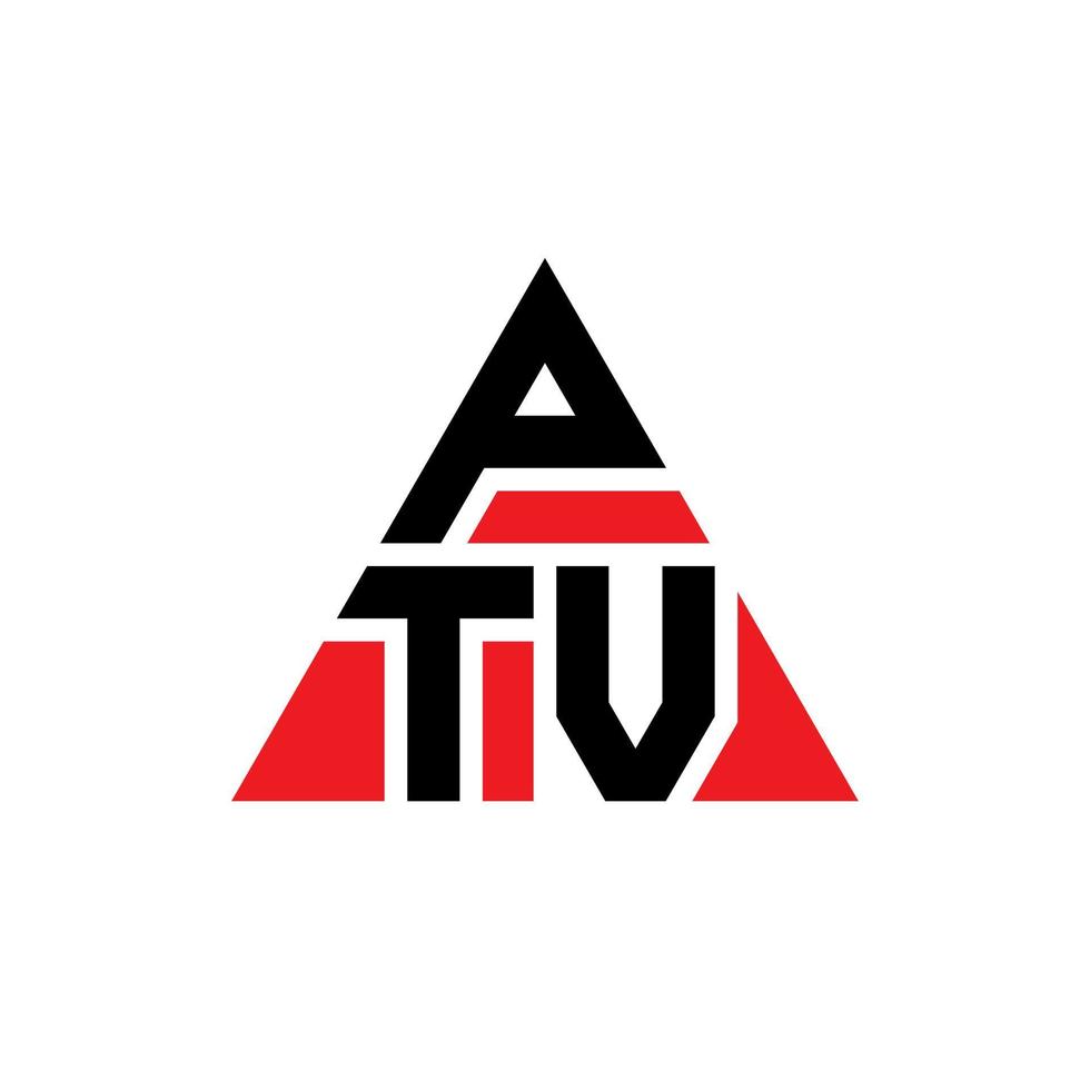 PTV-Dreieck-Buchstaben-Logo-Design mit Dreiecksform. Ptv-Dreieck-Logo-Design-Monogramm. PTV-Dreieck-Vektor-Logo-Vorlage mit roter Farbe. ptv dreieckiges logo einfaches, elegantes und luxuriöses logo. vektor