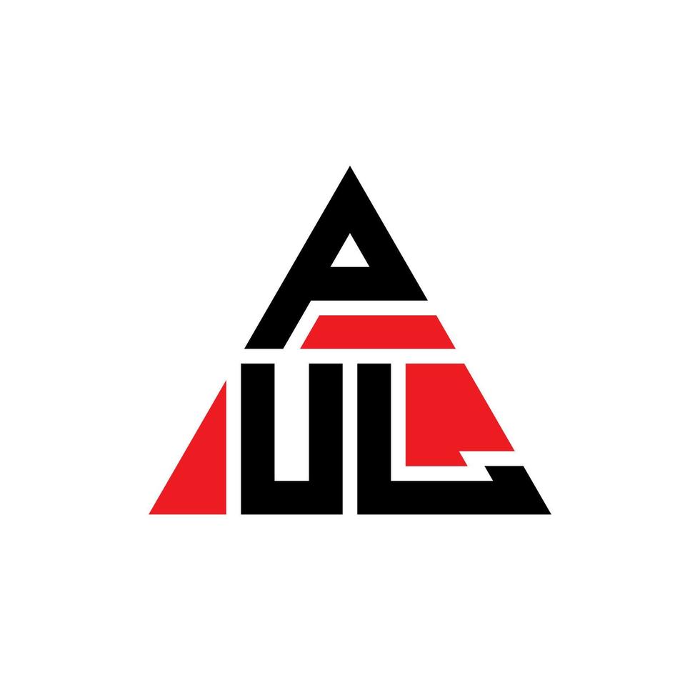 pul-Dreieck-Buchstaben-Logo-Design mit Dreiecksform. Pul-Dreieck-Logo-Design-Monogramm. Pul-Dreieck-Vektor-Logo-Vorlage mit roter Farbe. pul dreieckiges Logo einfaches, elegantes und luxuriöses Logo. vektor