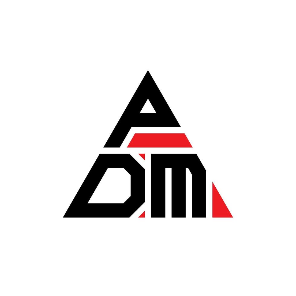 pdm triangel bokstavslogotypdesign med triangelform. pdm triangel logotyp design monogram. pdm triangel vektor logotyp mall med röd färg. pdm triangulär logotyp enkel, elegant och lyxig logotyp.