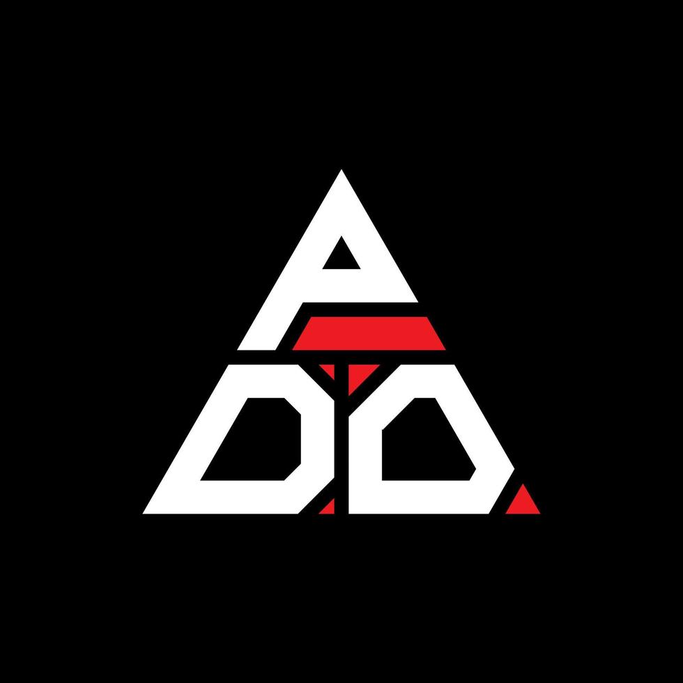 pdo triangel bokstavslogotypdesign med triangelform. pdo triangel logotyp design monogram. pdo triangel vektor logotyp mall med röd färg. pdo triangulär logotyp enkel, elegant och lyxig logotyp.