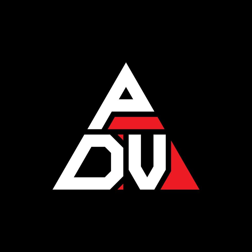 pdv-Dreieck-Buchstaben-Logo-Design mit Dreiecksform. pdv-Dreieck-Logo-Design-Monogramm. pdv-Dreieck-Vektor-Logo-Vorlage mit roter Farbe. pdv dreieckiges Logo einfaches, elegantes und luxuriöses Logo. vektor