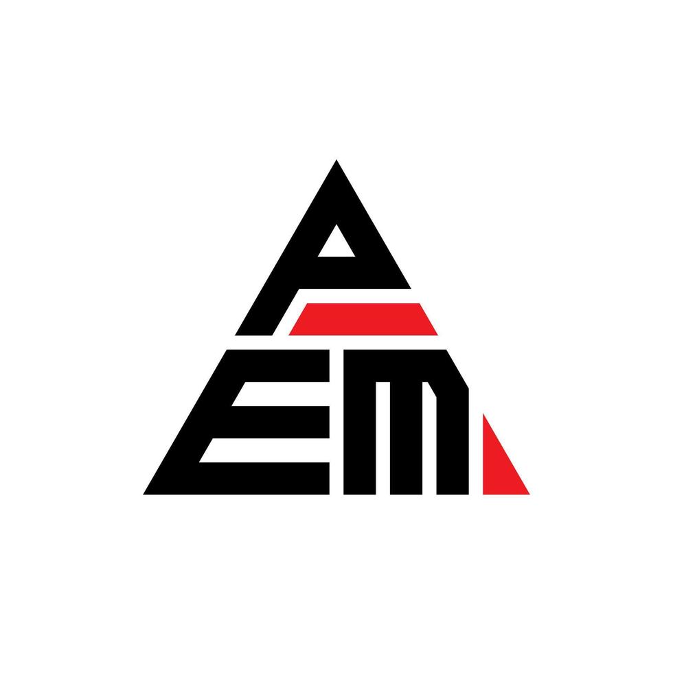 PEM-Dreieck-Buchstaben-Logo-Design mit Dreiecksform. PEM-Dreieck-Logo-Design-Monogramm. PEM-Dreieck-Vektor-Logo-Vorlage mit roter Farbe. pem dreieckiges Logo einfaches, elegantes und luxuriöses Logo. vektor