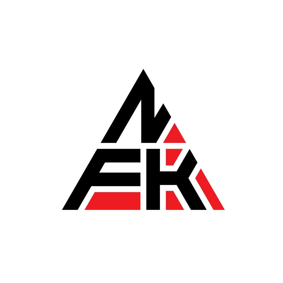 nfk-Dreieck-Buchstaben-Logo-Design mit Dreiecksform. nfk-Dreieck-Logo-Design-Monogramm. nfk-Dreieck-Vektor-Logo-Vorlage mit roter Farbe. nfk dreieckiges Logo einfaches, elegantes und luxuriöses Logo. vektor