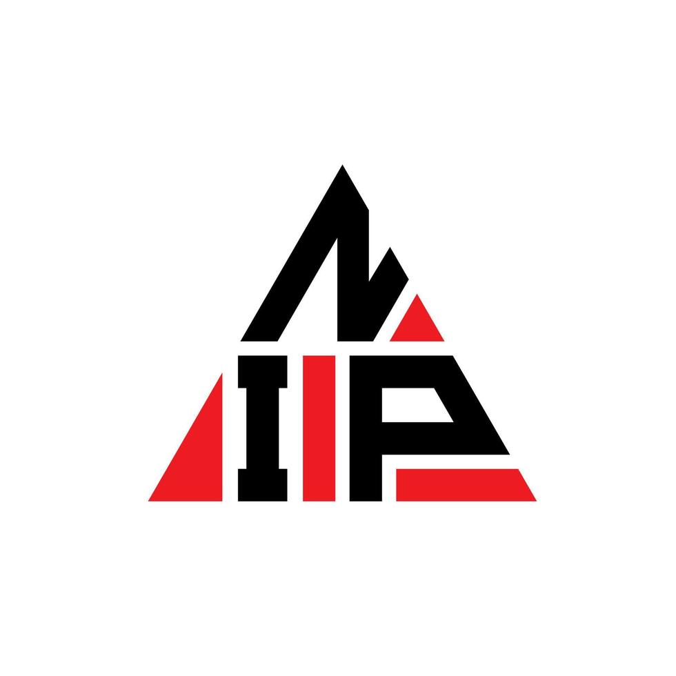Nip-Dreieck-Buchstaben-Logo-Design mit Dreiecksform. Nip-Dreieck-Logo-Design-Monogramm. Nip-Dreieck-Vektor-Logo-Vorlage mit roter Farbe. nip dreieckiges Logo einfaches, elegantes und luxuriöses Logo. vektor