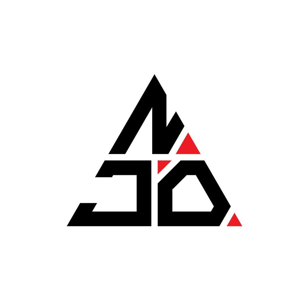 njo triangel bokstavslogotypdesign med triangelform. njo triangel logotyp design monogram. njo triangel vektor logotyp mall med röd färg. njo triangulär logotyp enkel, elegant och lyxig logotyp.