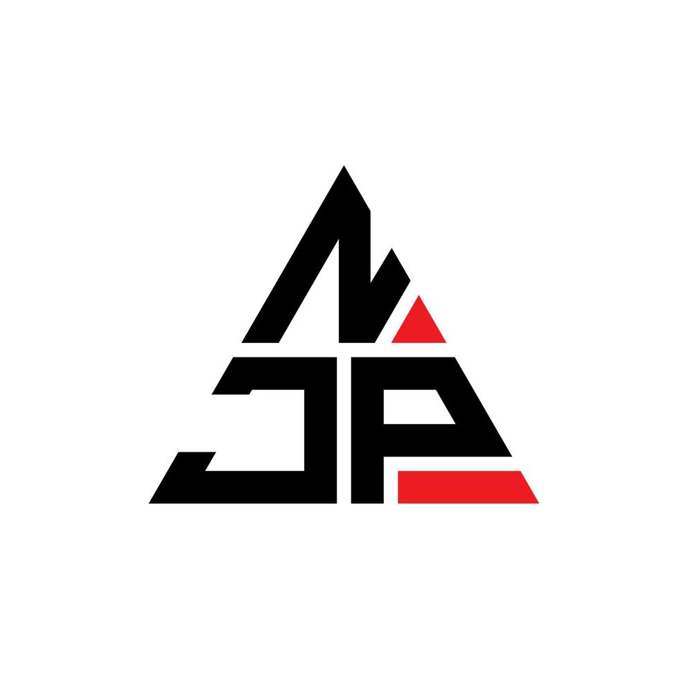 njp triangel bokstavslogotypdesign med triangelform. njp triangel logotyp design monogram. njp triangel vektor logotyp mall med röd färg. njp triangulär logotyp enkel, elegant och lyxig logotyp.