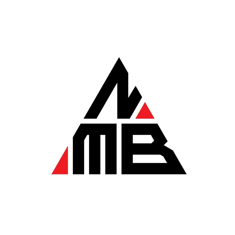 nmb triangel bokstavslogotypdesign med triangelform. nmb triangel logotyp design monogram. nmb triangel vektor logotyp mall med röd färg. nmb triangulär logotyp enkel, elegant och lyxig logotyp.