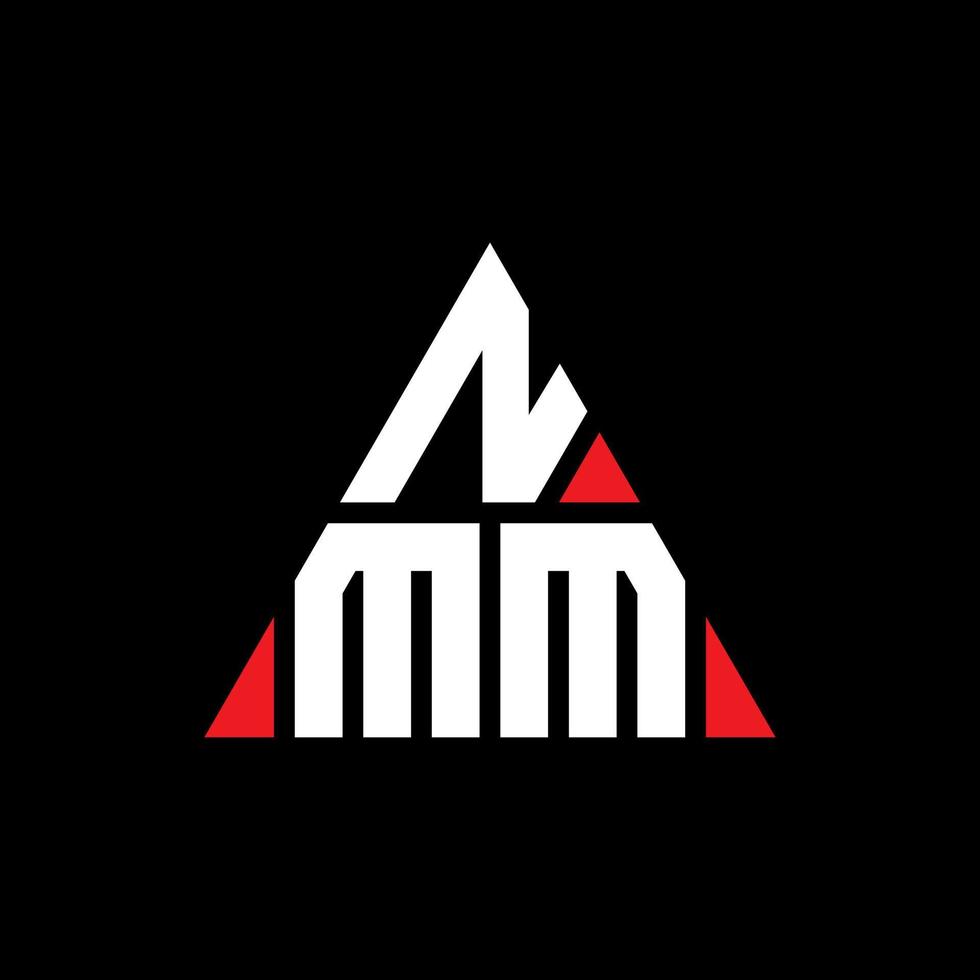 nmm triangel bokstavslogotyp design med triangelform. nmm triangel logotyp design monogram. nmm triangel vektor logotyp mall med röd färg. nmm triangulär logotyp enkel, elegant och lyxig logotyp.