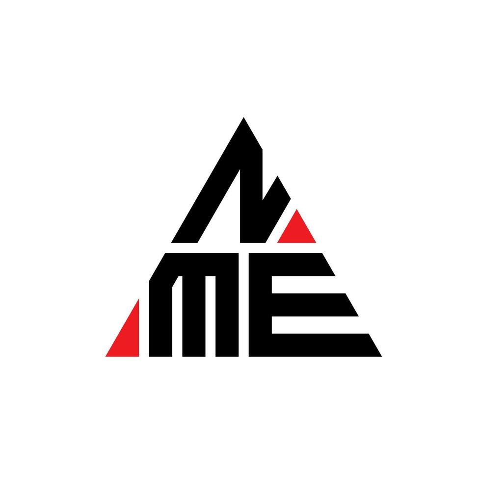 nme triangel bokstavslogotypdesign med triangelform. nme triangel logotyp design monogram. nme triangel vektor logotyp mall med röd färg. nme triangulär logotyp enkel, elegant och lyxig logotyp.