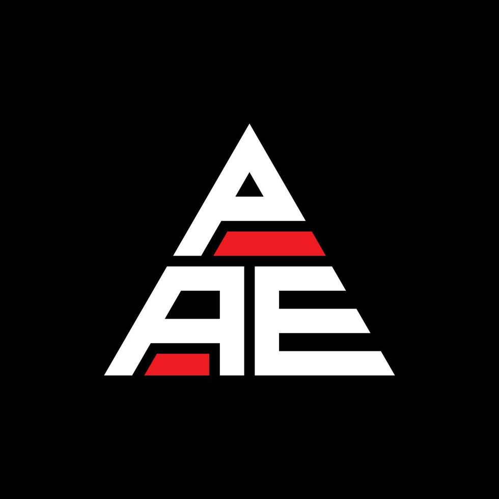 Pae-Dreieck-Buchstaben-Logo-Design mit Dreiecksform. Pae-Dreieck-Logo-Design-Monogramm. Pae-Dreieck-Vektor-Logo-Vorlage mit roter Farbe. pae dreieckiges logo einfaches, elegantes und luxuriöses logo. vektor