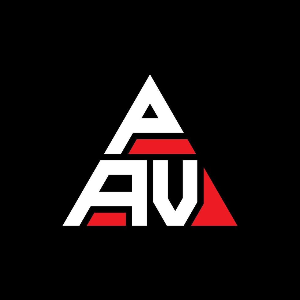 Pav-Dreieck-Buchstaben-Logo-Design mit Dreiecksform. Pav-Dreieck-Logo-Design-Monogramm. Pav-Dreieck-Vektor-Logo-Vorlage mit roter Farbe. Pav dreieckiges Logo einfaches, elegantes und luxuriöses Logo. vektor