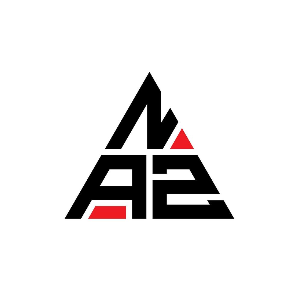 naz triangel bokstavslogotypdesign med triangelform. naz triangel logotyp design monogram. naz triangel vektor logotyp mall med röd färg. naz triangulär logotyp enkel, elegant och lyxig logotyp.