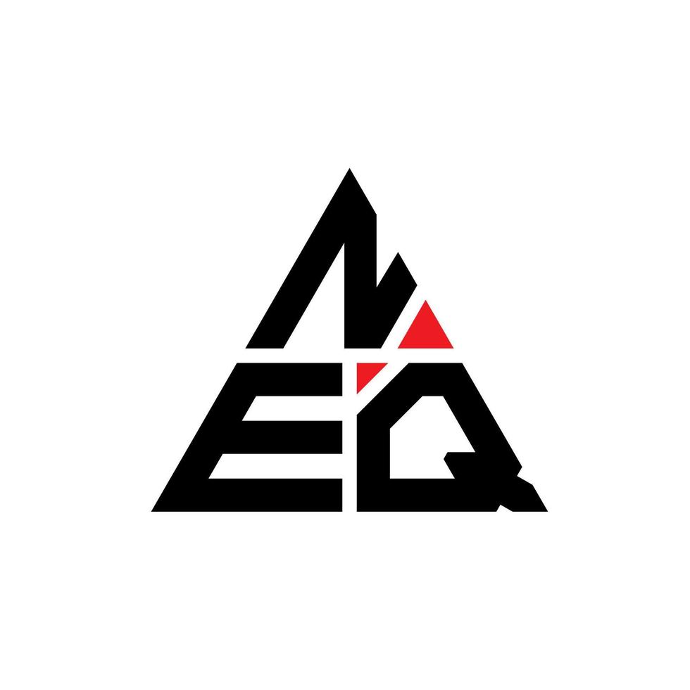 neq triangel bokstavslogotypdesign med triangelform. neq triangel logotyp design monogram. neq triangel vektor logotyp mall med röd färg. neq triangulär logotyp enkel, elegant och lyxig logotyp.