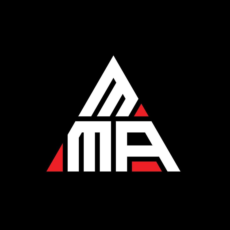 mma-Dreieck-Buchstaben-Logo-Design mit Dreiecksform. MMA-Dreieck-Logo-Design-Monogramm. MMA-Dreieck-Vektor-Logo-Vorlage mit roter Farbe. mma dreieckiges logo einfaches, elegantes und luxuriöses logo. vektor