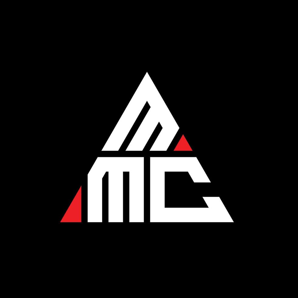 mmc triangel bokstavslogotyp design med triangelform. mmc triangel logotyp design monogram. mmc triangel vektor logotyp mall med röd färg. mmc triangulär logotyp enkel, elegant och lyxig logotyp.