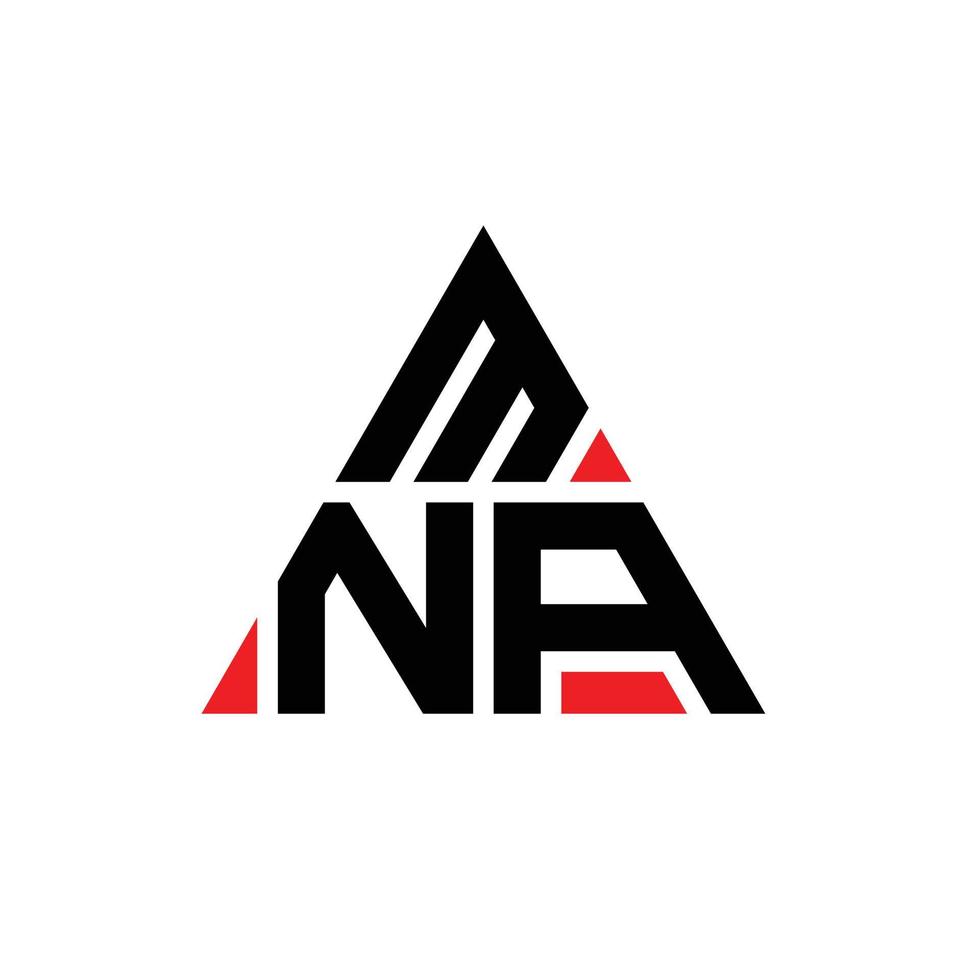 mna triangel bokstavslogotypdesign med triangelform. mna triangel logotyp design monogram. mna triangel vektor logotyp mall med röd färg. mna triangulär logotyp enkel, elegant och lyxig logotyp.
