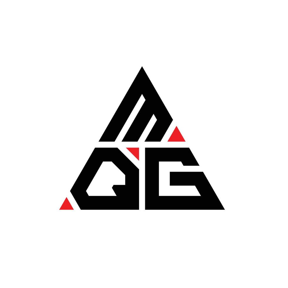 mqg triangel bokstavslogotypdesign med triangelform. mqg triangel logotyp design monogram. mqg triangel vektor logotyp mall med röd färg. mqg triangulär logotyp enkel, elegant och lyxig logotyp.