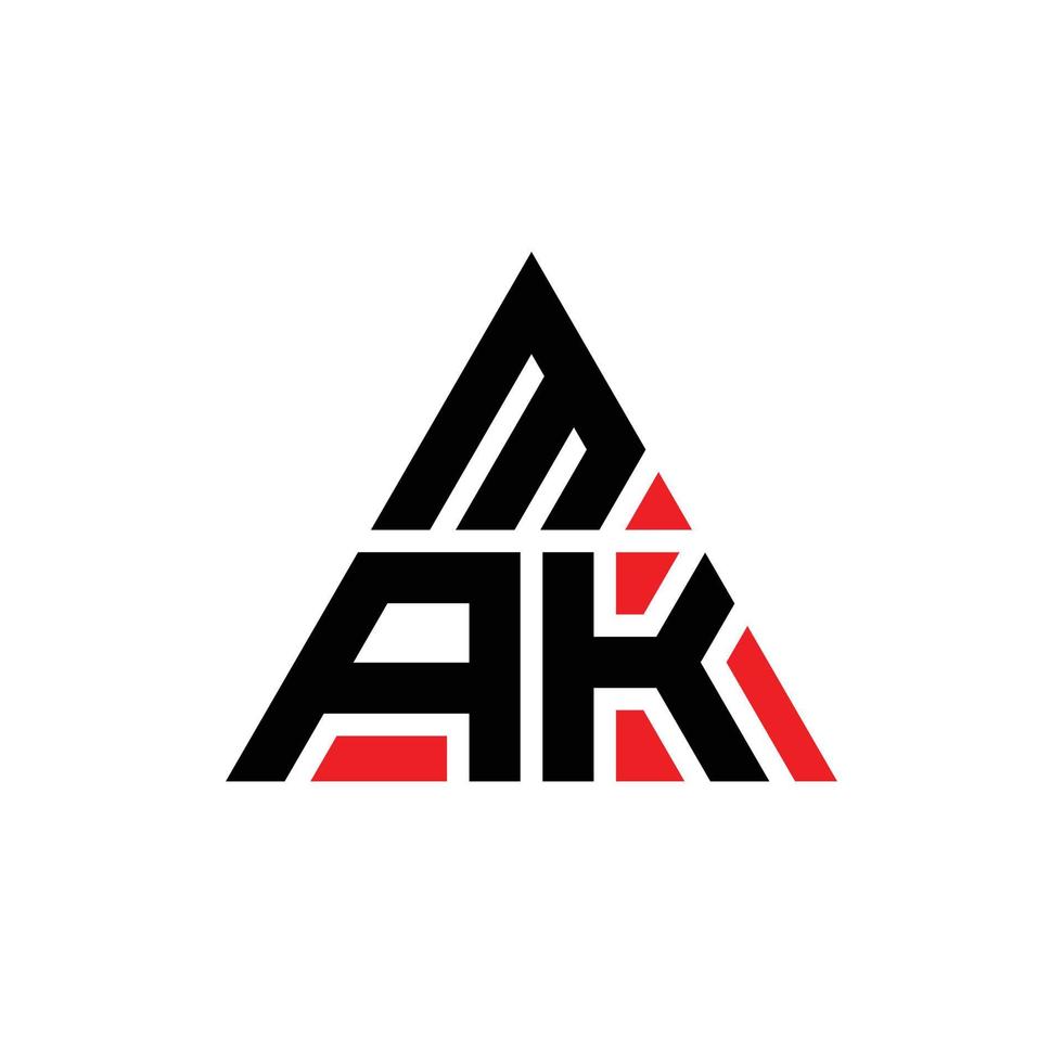 mak Dreiecksbuchstaben-Logo-Design mit Dreiecksform. Mak-Dreieck-Logo-Design-Monogramm. Mak-Dreieck-Vektor-Logo-Vorlage mit roter Farbe. mak dreieckiges Logo einfaches, elegantes und luxuriöses Logo. vektor