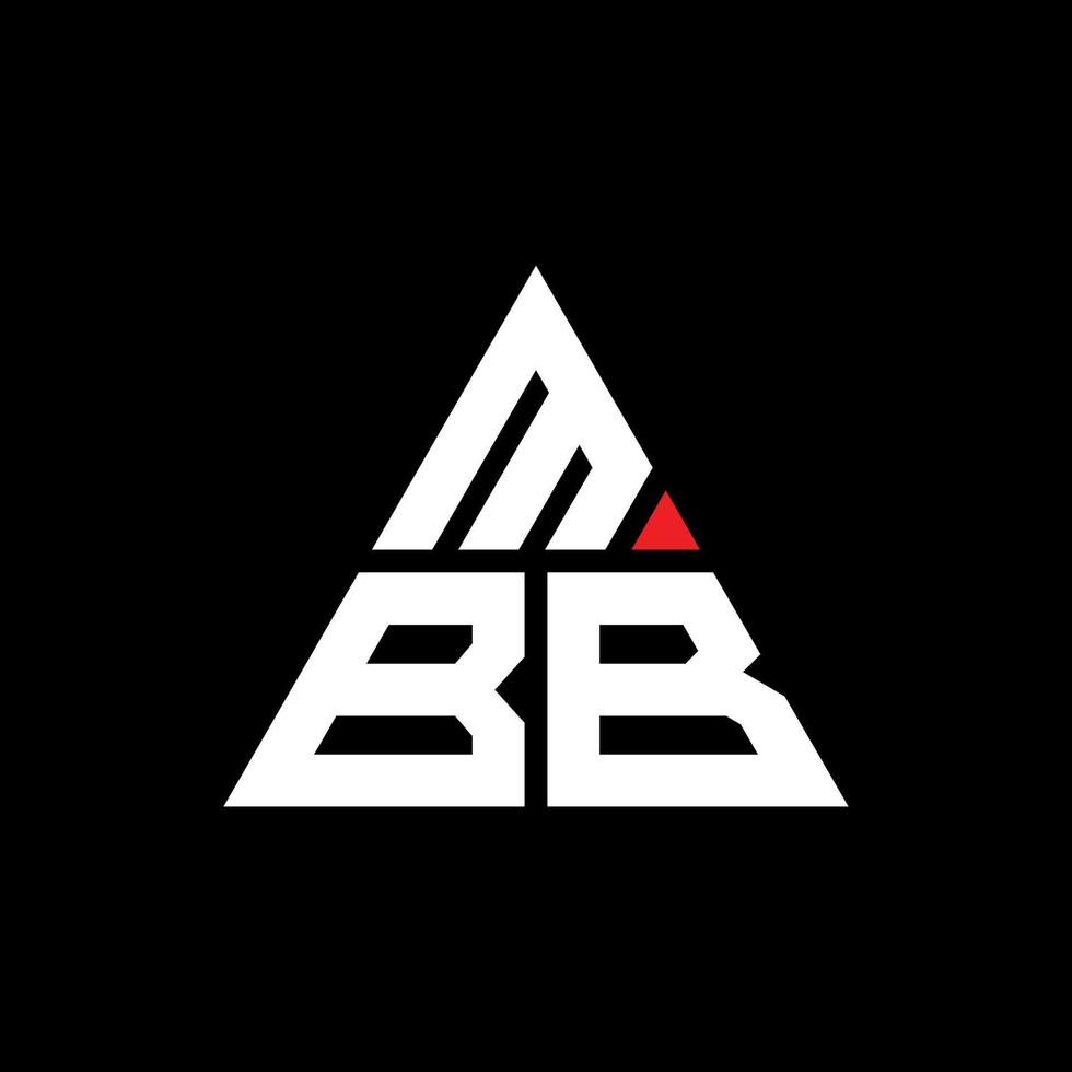 mbb triangel bokstavslogotypdesign med triangelform. mbb triangel logotyp design monogram. mbb triangel vektor logotyp mall med röd färg. mbb triangulär logotyp enkel, elegant och lyxig logotyp.