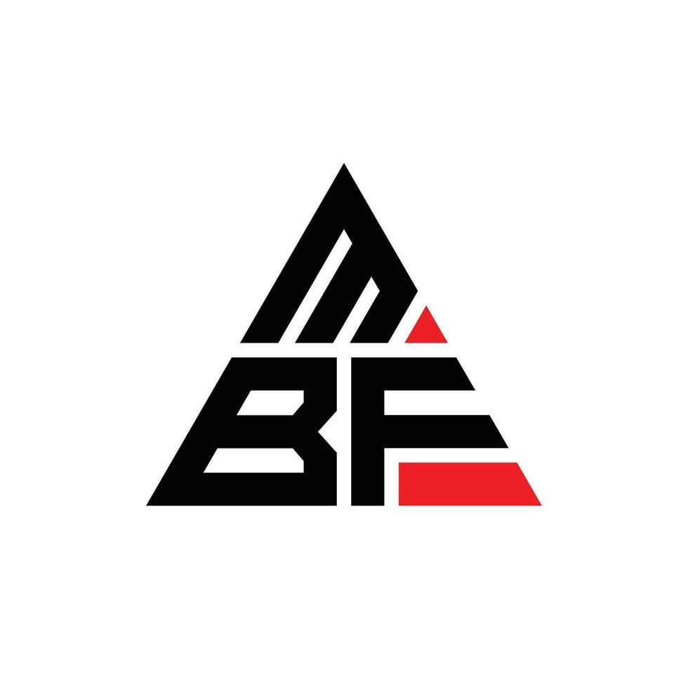 mbf triangel bokstavslogotypdesign med triangelform. mbf triangel logotyp design monogram. mbf triangel vektor logotyp mall med röd färg. mbf triangulär logotyp enkel, elegant och lyxig logotyp.