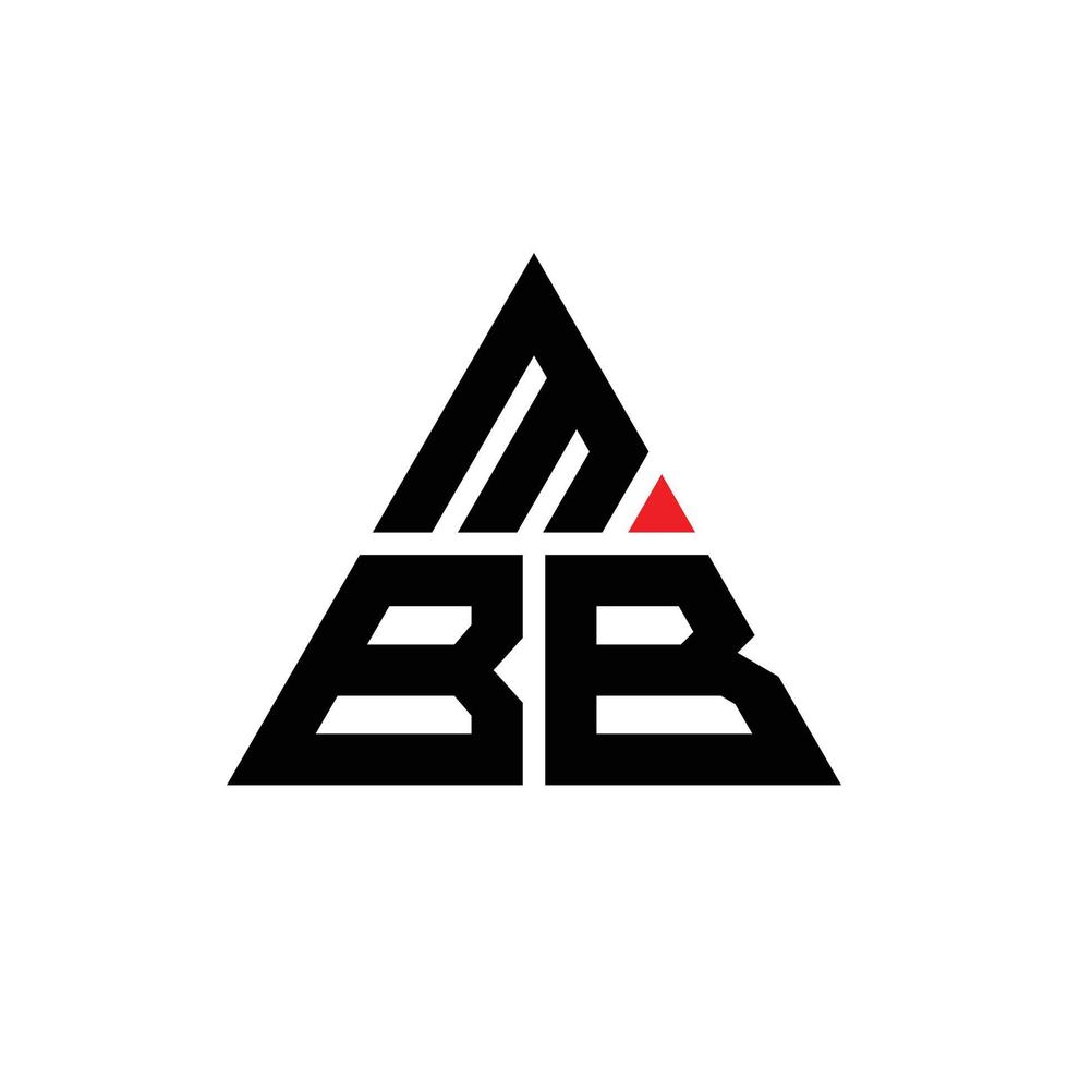 mbb triangel bokstavslogotypdesign med triangelform. mbb triangel logotyp design monogram. mbb triangel vektor logotyp mall med röd färg. mbb triangulär logotyp enkel, elegant och lyxig logotyp.