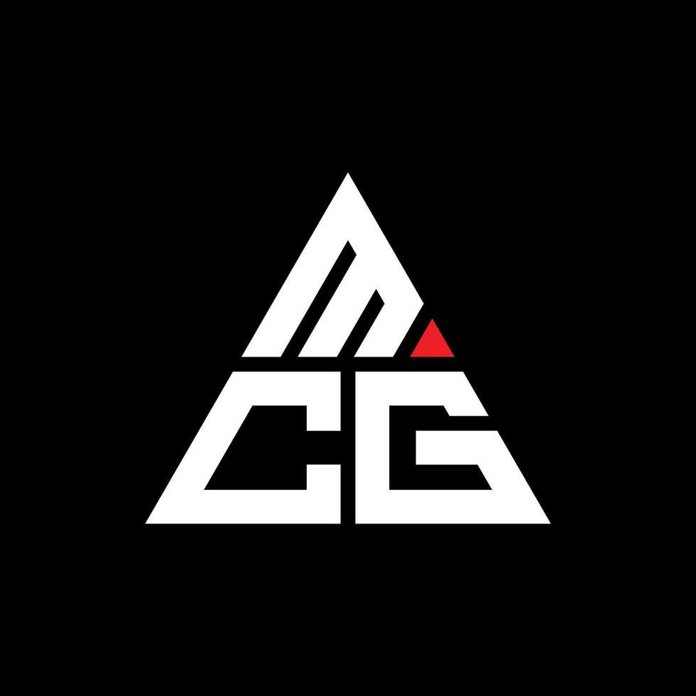 mcg triangel bokstavslogotypdesign med triangelform. mcg triangel logotyp design monogram. mcg triangel vektor logotyp mall med röd färg. mcg triangulär logotyp enkel, elegant och lyxig logotyp.
