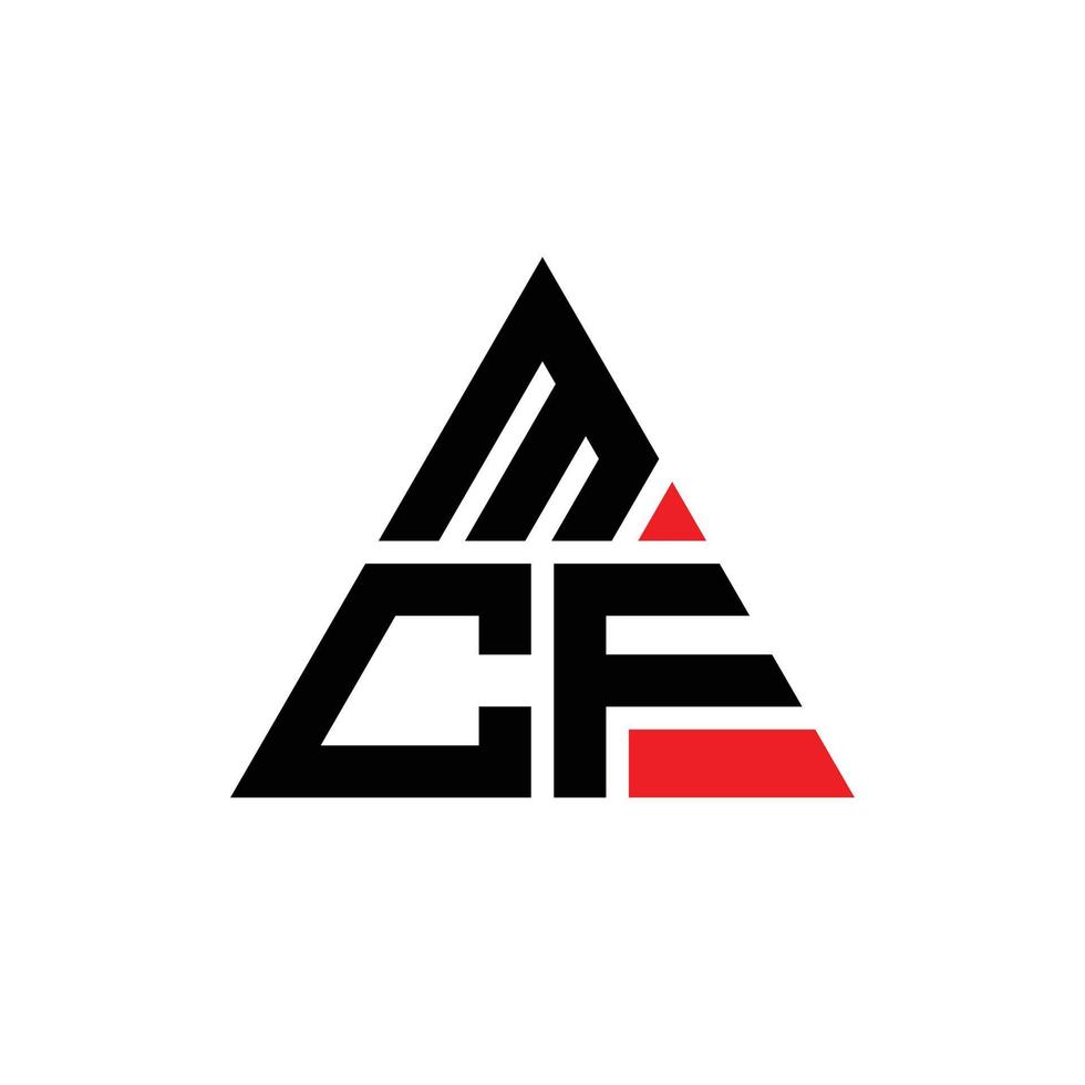 mcf triangel bokstavslogotypdesign med triangelform. mcf triangel logotyp design monogram. mcf triangel vektor logotyp mall med röd färg. mcf triangulär logotyp enkel, elegant och lyxig logotyp.