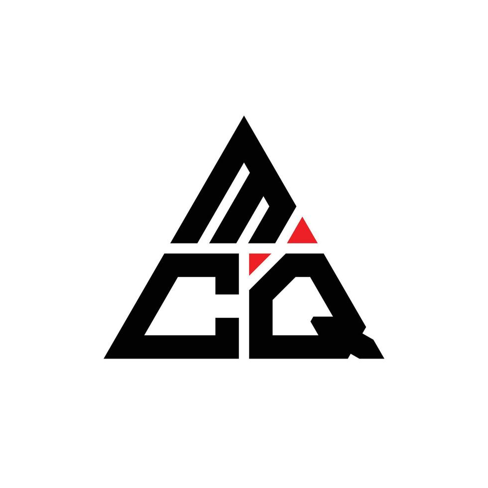 mcq triangel bokstavslogotypdesign med triangelform. mcq triangel logotyp design monogram. mcq triangel vektor logotyp mall med röd färg. mcq triangulär logotyp enkel, elegant och lyxig logotyp.