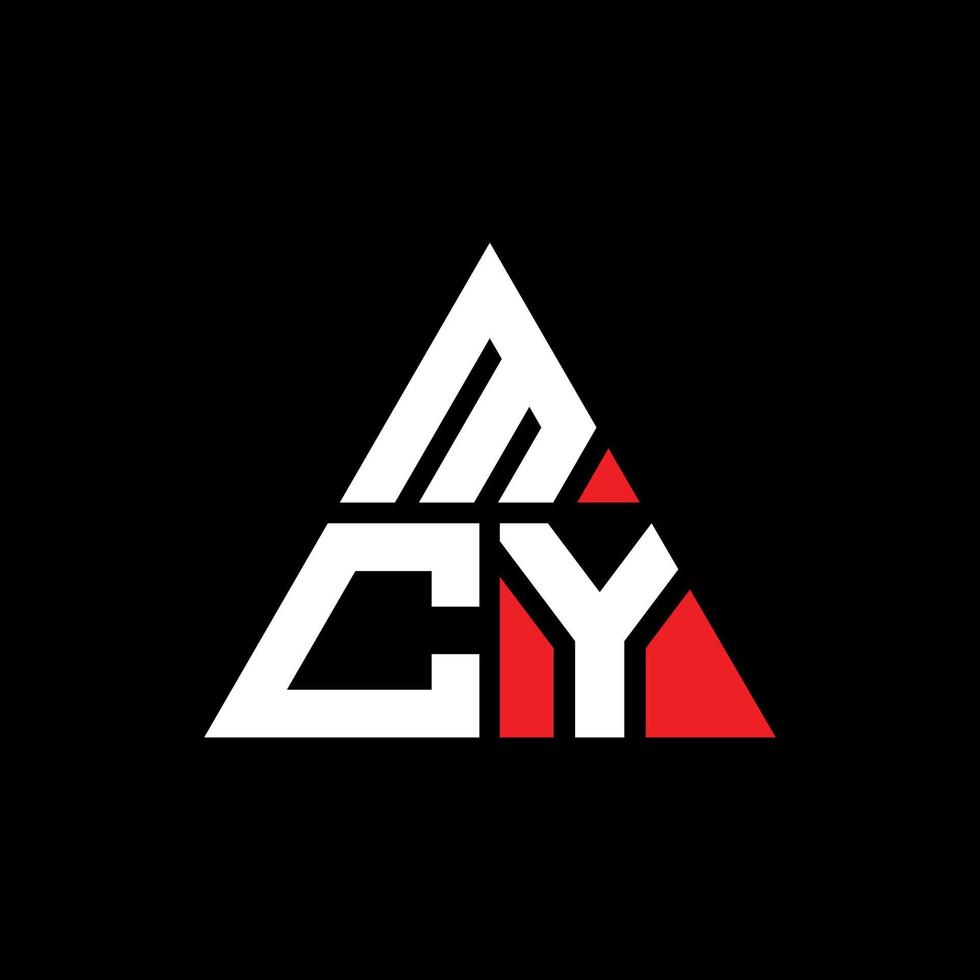 mcy triangel bokstavslogotypdesign med triangelform. mcy triangel logotyp design monogram. mcy triangel vektor logotyp mall med röd färg. mcy triangulär logotyp enkel, elegant och lyxig logotyp.