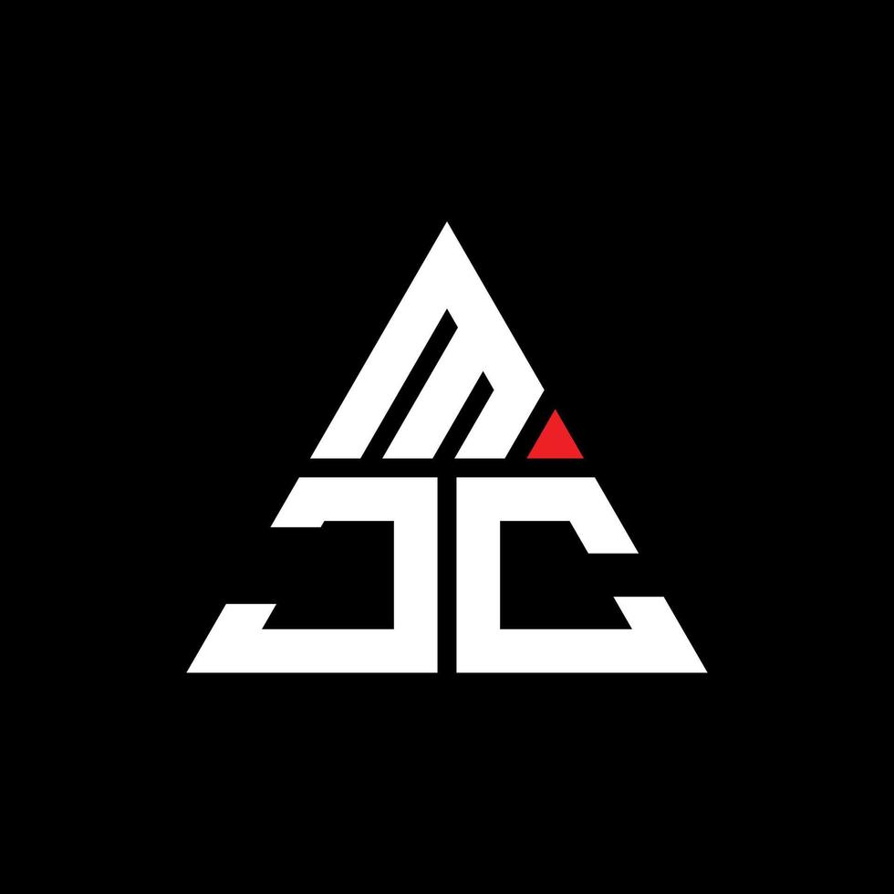mjc triangel bokstavslogotypdesign med triangelform. mjc triangel logotyp design monogram. mjc triangel vektor logotyp mall med röd färg. mjc triangulär logotyp enkel, elegant och lyxig logotyp.