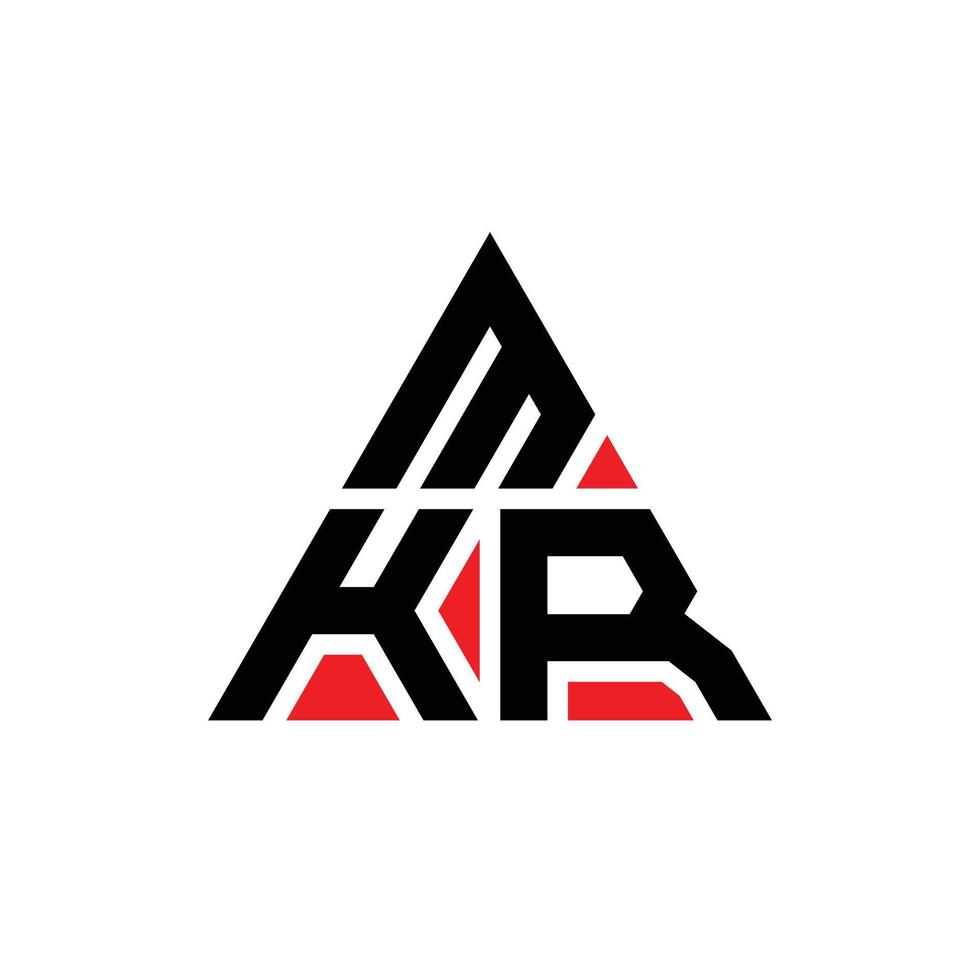 mkr-Dreieck-Buchstaben-Logo-Design mit Dreiecksform. mkr-Dreieck-Logo-Design-Monogramm. mkr-Dreieck-Vektor-Logo-Vorlage mit roter Farbe. mkr dreieckiges Logo einfaches, elegantes und luxuriöses Logo. vektor