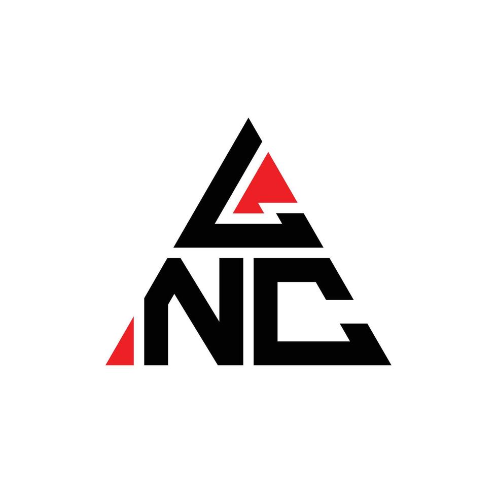 lnc-Dreieck-Buchstaben-Logo-Design mit Dreiecksform. lnc-Dreieck-Logo-Design-Monogramm. lnc-Dreieck-Vektor-Logo-Vorlage mit roter Farbe. lnc dreieckiges Logo einfaches, elegantes und luxuriöses Logo. vektor