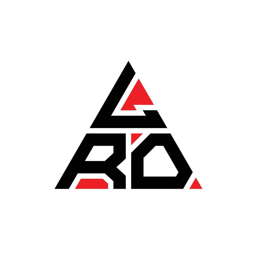 lro triangel bokstavslogotypdesign med triangelform. lro triangel logotyp design monogram. lro triangel vektor logotyp mall med röd färg. lro triangulär logotyp enkel, elegant och lyxig logotyp.