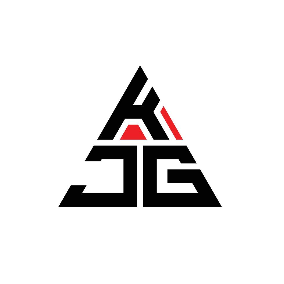 kjg triangel bokstavslogotypdesign med triangelform. kjg triangel logotyp design monogram. kjg triangel vektor logotyp mall med röd färg. kjg triangulär logotyp enkel, elegant och lyxig logotyp.
