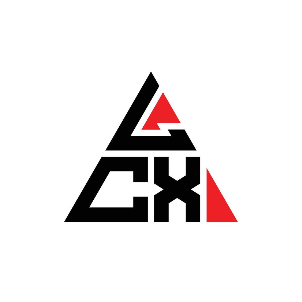 lcx-Dreieck-Buchstaben-Logo-Design mit Dreiecksform. lcx-Dreieck-Logo-Design-Monogramm. lcx-Dreieck-Vektor-Logo-Vorlage mit roter Farbe. lcx dreieckiges Logo einfaches, elegantes und luxuriöses Logo. vektor
