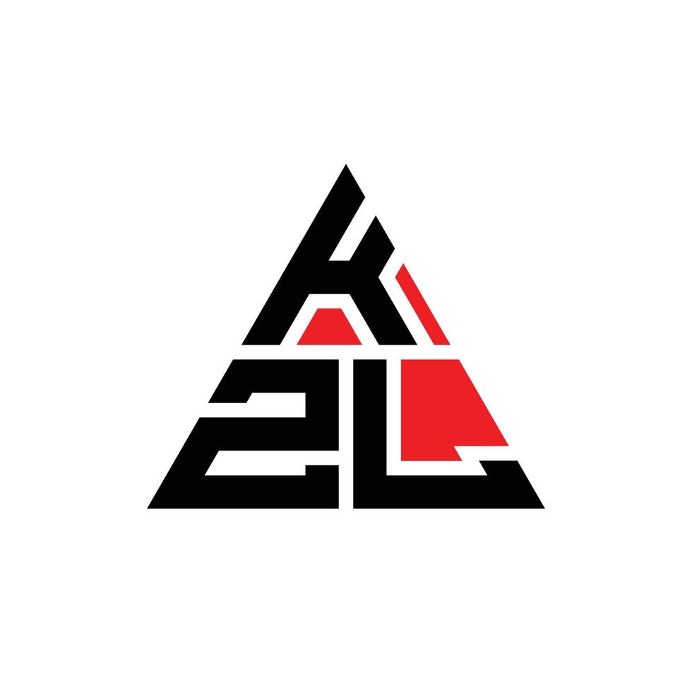 kzl triangel bokstavslogotypdesign med triangelform. kzl triangel logotyp design monogram. kzl triangel vektor logotyp mall med röd färg. kzl triangulär logotyp enkel, elegant och lyxig logotyp.
