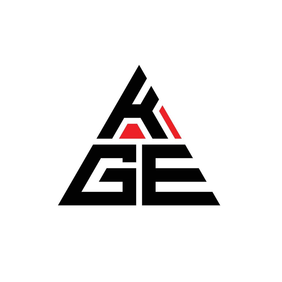 kge triangel bokstavslogotyp design med triangelform. kge triangel logotyp design monogram. kge triangel vektor logotyp mall med röd färg. kge triangulär logotyp enkel, elegant och lyxig logotyp.