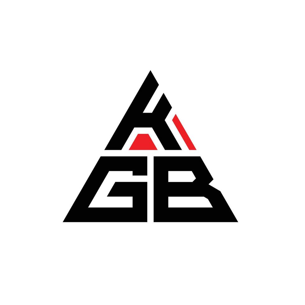 kgb triangel bokstavslogotypdesign med triangelform. kgb triangel logotyp design monogram. kgb triangel vektor logotyp mall med röd färg. kgb triangulär logotyp enkel, elegant och lyxig logotyp.
