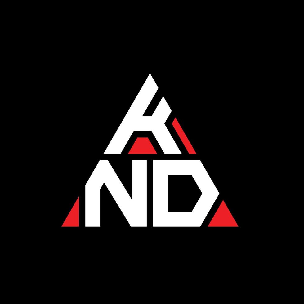 knd-Dreieck-Buchstaben-Logo-Design mit Dreiecksform. Knd-Dreieck-Logo-Design-Monogramm. Knd-Dreieck-Vektor-Logo-Vorlage mit roter Farbe. knd dreieckiges Logo einfaches, elegantes und luxuriöses Logo. vektor