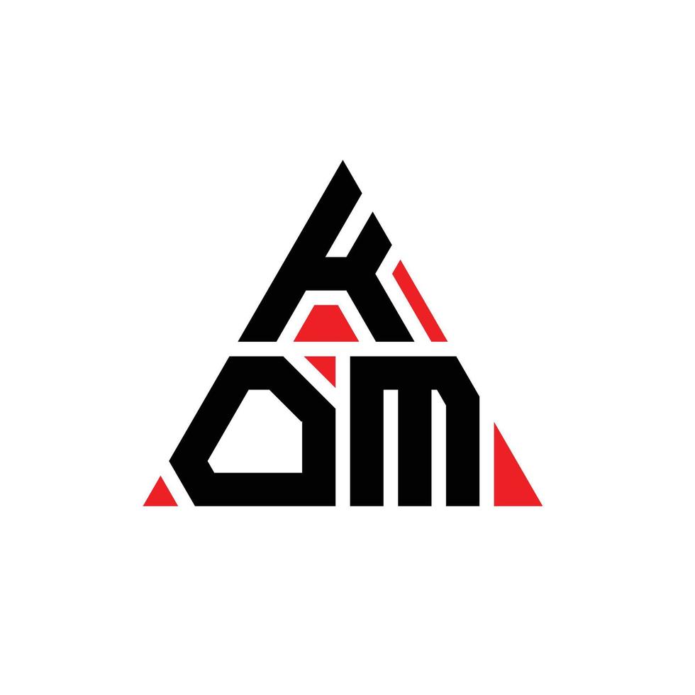kom-Dreieck-Buchstaben-Logo-Design mit Dreiecksform. kom-Dreieck-Logo-Design-Monogramm. kom-Dreieck-Vektor-Logo-Vorlage mit roter Farbe. kom dreieckiges Logo einfaches, elegantes und luxuriöses Logo. vektor