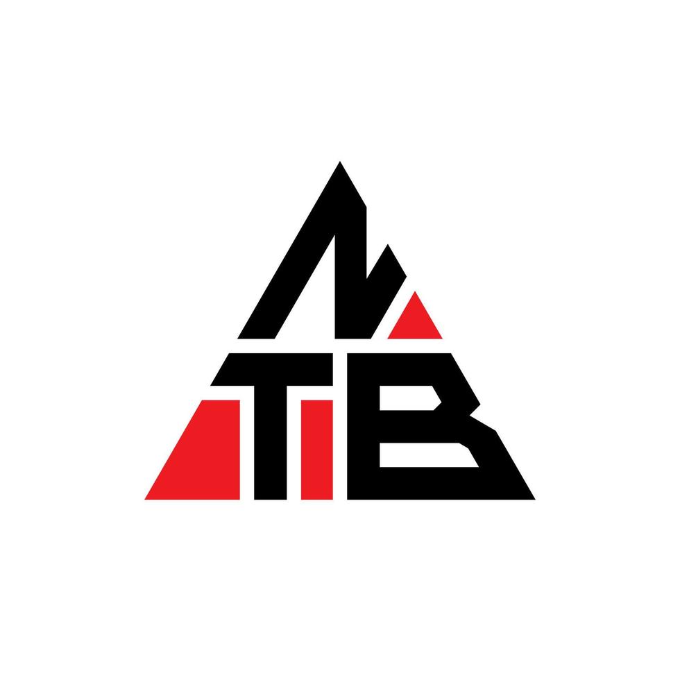 ntb triangel bokstavslogotypdesign med triangelform. ntb triangel logotyp design monogram. ntb triangel vektor logotyp mall med röd färg. ntb triangulär logotyp enkel, elegant och lyxig logotyp.