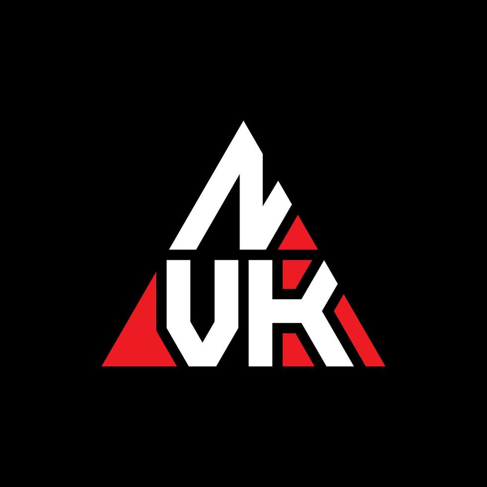 nvk-Dreieck-Buchstaben-Logo-Design mit Dreiecksform. NVK-Dreieck-Logo-Design-Monogramm. NVK-Dreieck-Vektor-Logo-Vorlage mit roter Farbe. nvk dreieckiges Logo einfaches, elegantes und luxuriöses Logo. vektor