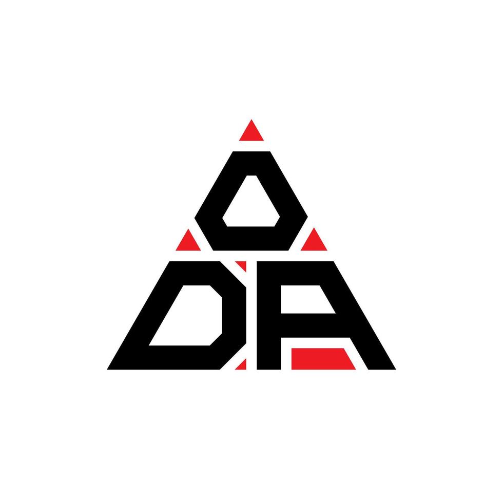 Oda-Dreieck-Buchstaben-Logo-Design mit Dreiecksform. Oda-Dreieck-Logo-Design-Monogramm. Oda-Dreieck-Vektor-Logo-Vorlage mit roter Farbe. oda dreieckiges Logo einfaches, elegantes und luxuriöses Logo. vektor