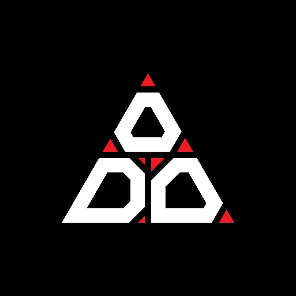 odo triangel bokstavslogotypdesign med triangelform. odo triangel logotyp design monogram. odo triangel vektor logotyp mall med röd färg. odo triangulär logotyp enkel, elegant och lyxig logotyp.