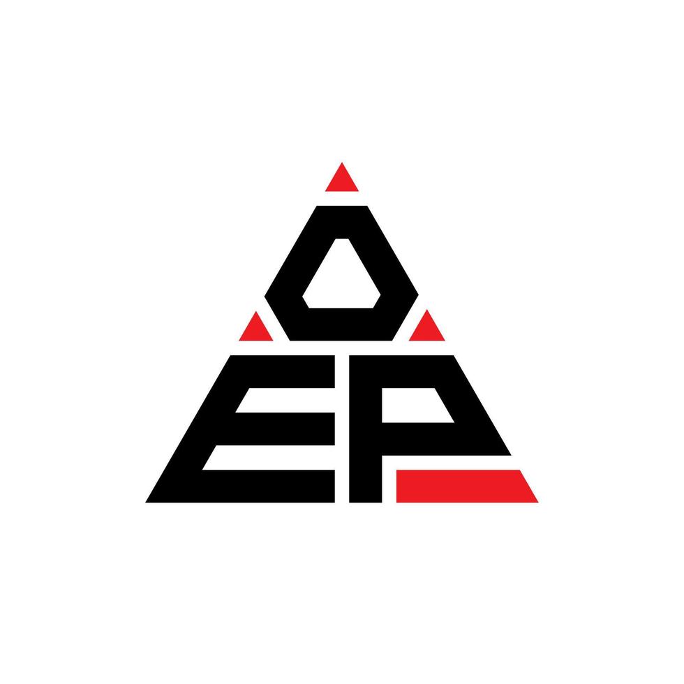 oep triangel bokstavslogotypdesign med triangelform. oep triangel logotyp design monogram. oep triangel vektor logotyp mall med röd färg. oep triangulär logotyp enkel, elegant och lyxig logotyp.