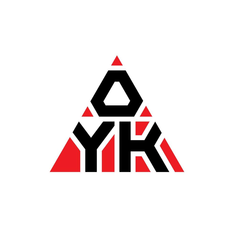 oyk-Dreieck-Buchstaben-Logo-Design mit Dreiecksform. Oyk-Dreieck-Logo-Design-Monogramm. Oyk-Dreieck-Vektor-Logo-Vorlage mit roter Farbe. oyk dreieckiges Logo einfaches, elegantes und luxuriöses Logo. vektor