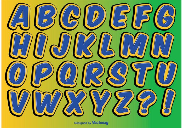 Komisk stil alfabet set vektor